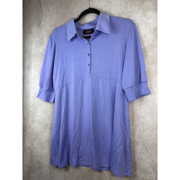 NWT Suzanne Somers Womens Purple‎ Collared 3/4 Sleeve Babydoll Tunic Sz Large - Picture 2 of 5